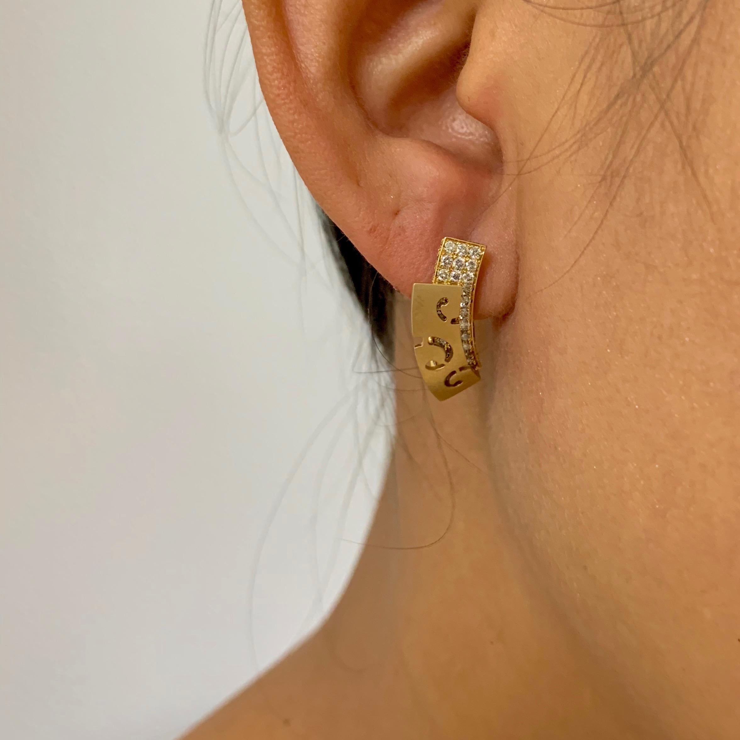 Brown Diamonds 18 Karat Yellow Gold Veil Earrings In New Condition In Bangkok, TH
