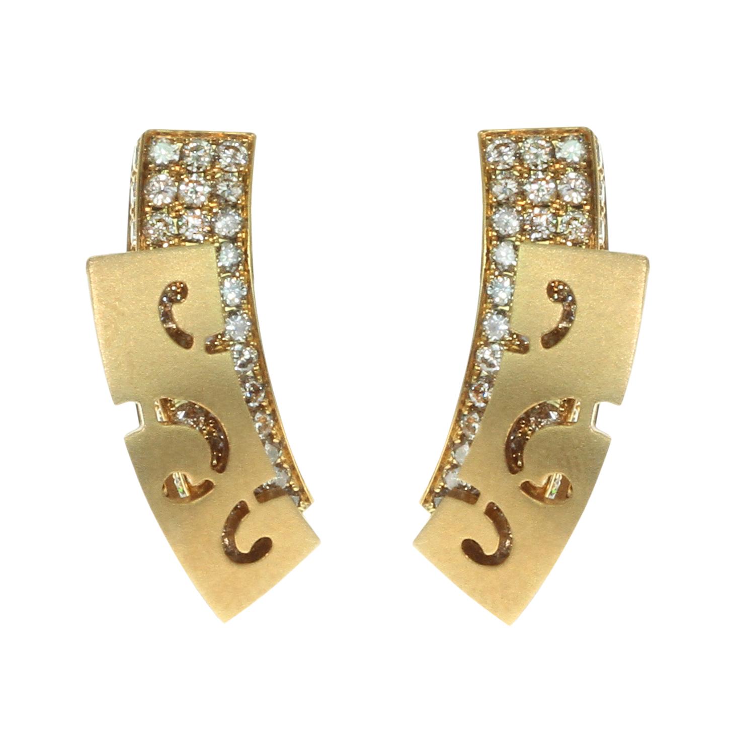 Brown Diamonds 18 Karat Yellow Gold Veil Earrings