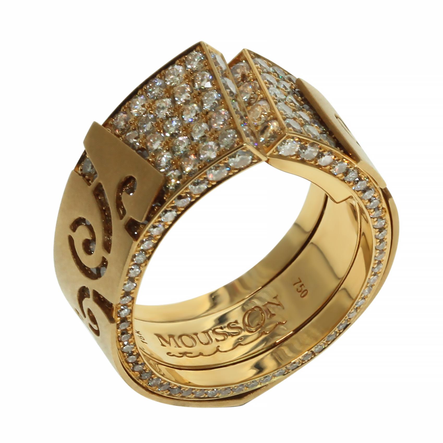 Brown Diamonds 18 Karat Yellow Gold Veil Ring