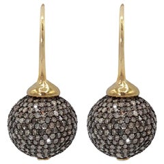 Brown Diamonds Pavé 18 Karat Yellow Gold Earrings