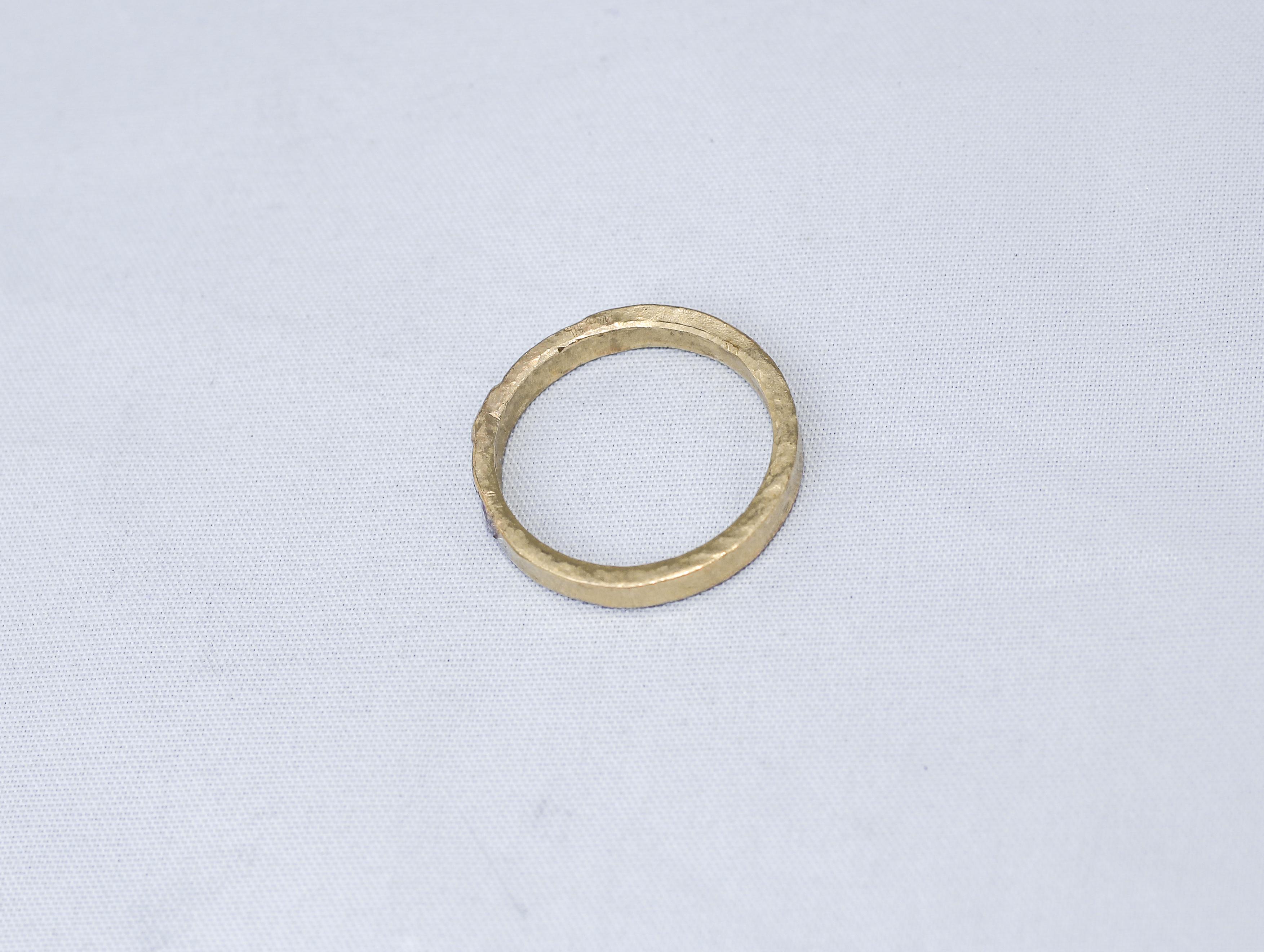 Brown Diamonds Yellow 18k 22k Gold Bridal Wedding Band Ring, Stack #3 en vente 1