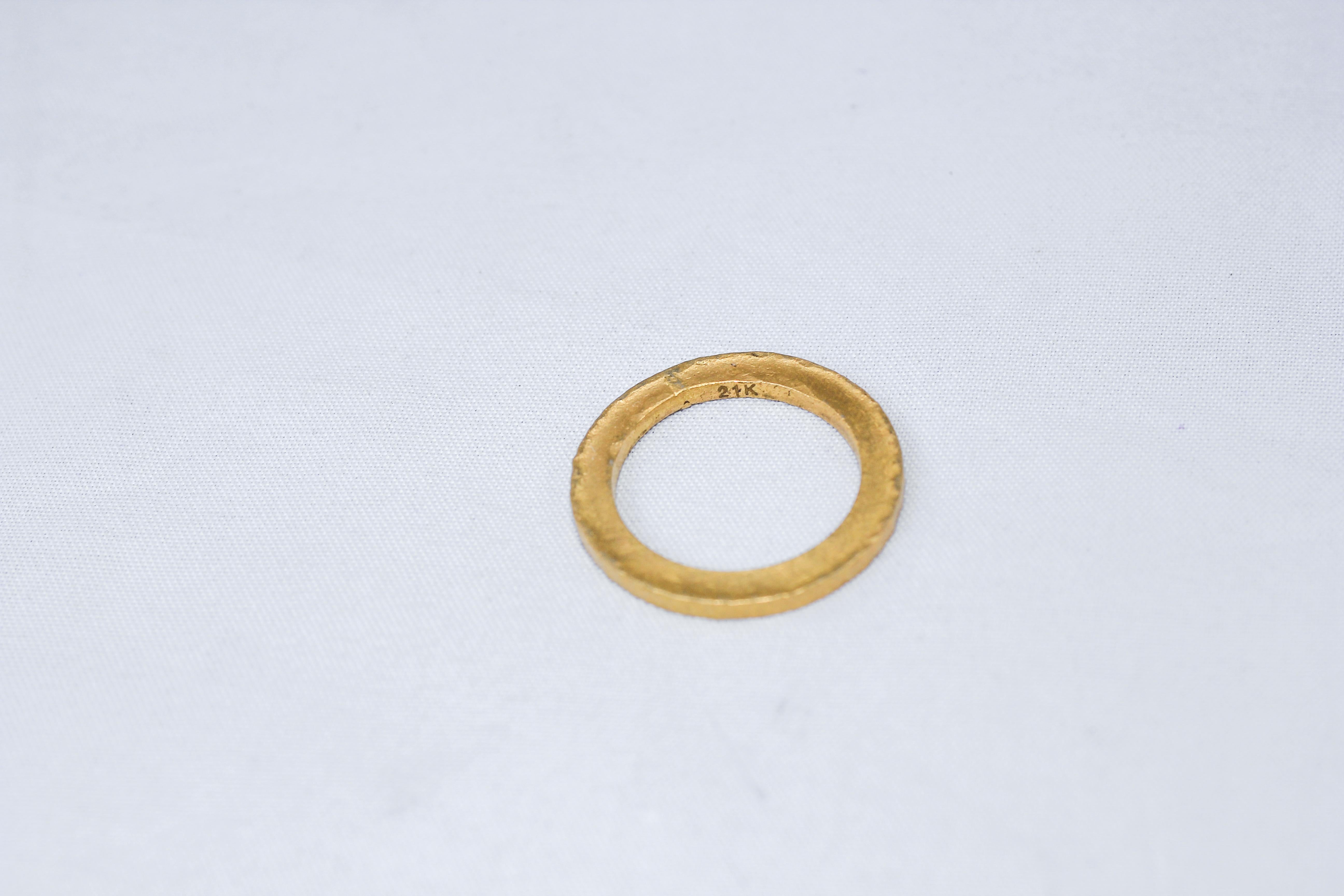 Brown Diamonds Yellow 18k 22k Gold Bridal Wedding Band Ring, Stack #3 en vente 4