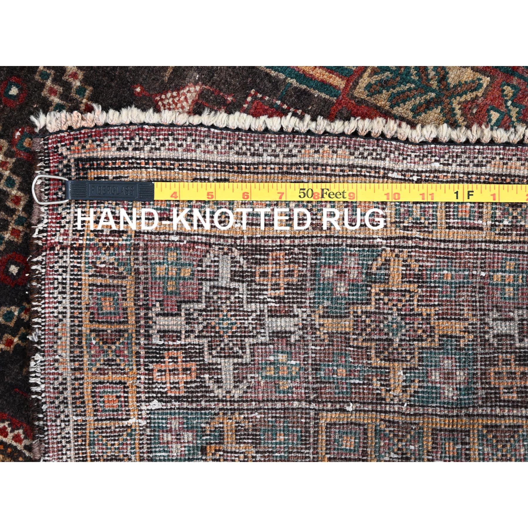 Brown Distressed Vintage Persian Baluch Pure Wool Hand Knotted Clean Runner Rug For Sale 1