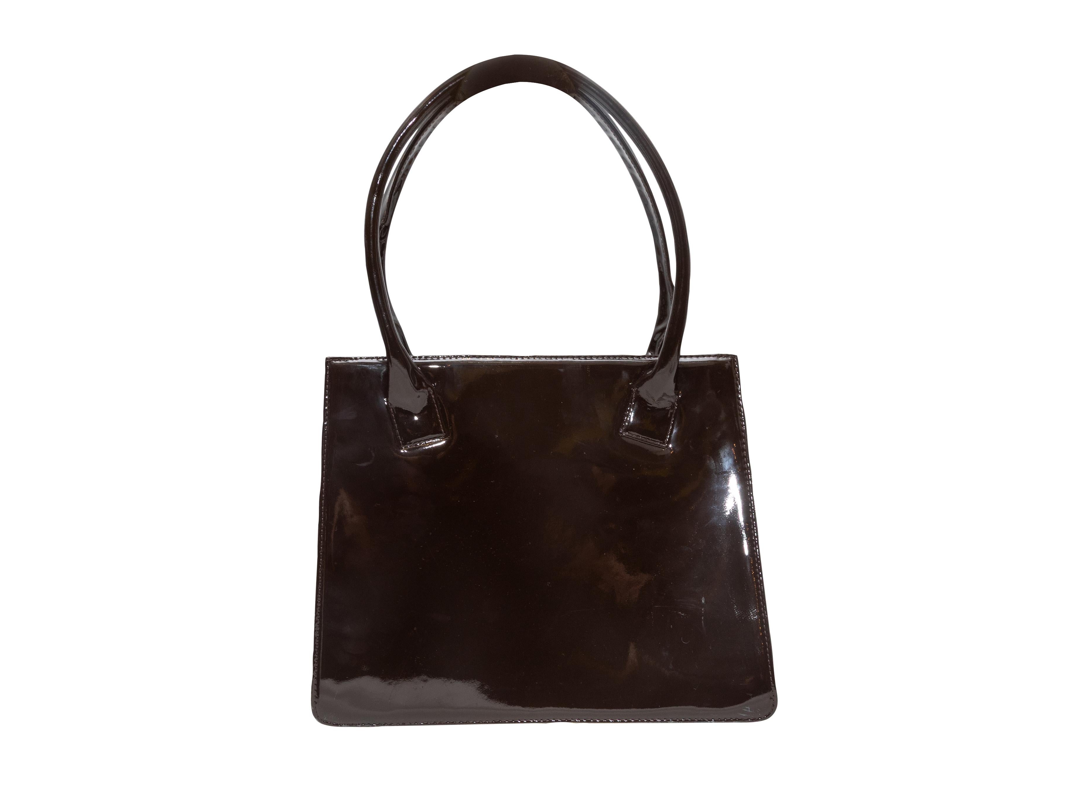 Noir Sac à main en cuir verni Dolce & Gabbana marron en vente