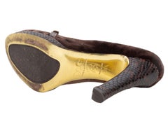 Brown Dolce & Gabbana Velvet & Snakeskin Mary Kane Pumps Size 36.5