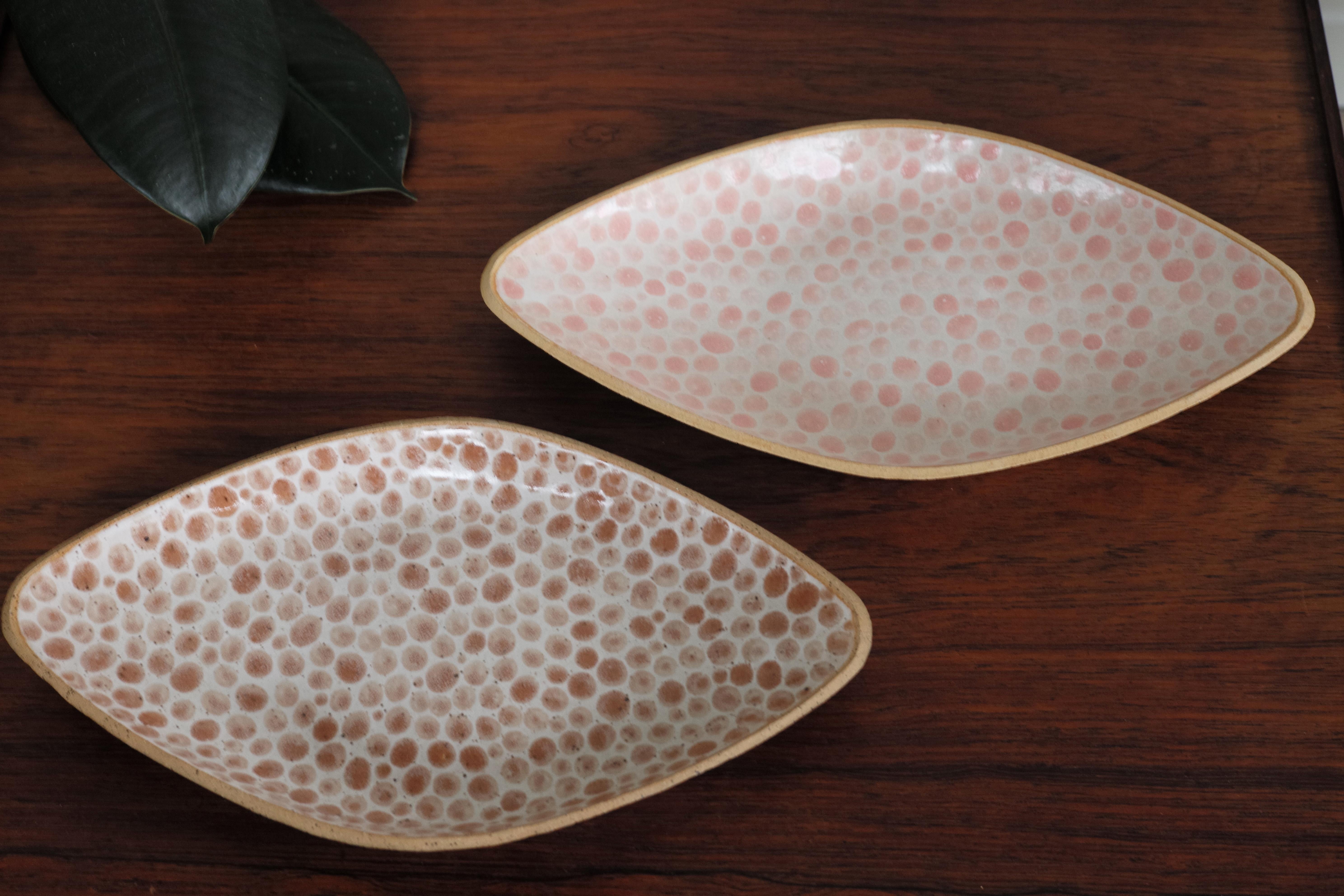 Organic Modern Brown Dots Rhomb Ceramic Handmade Dish by Lana Kova