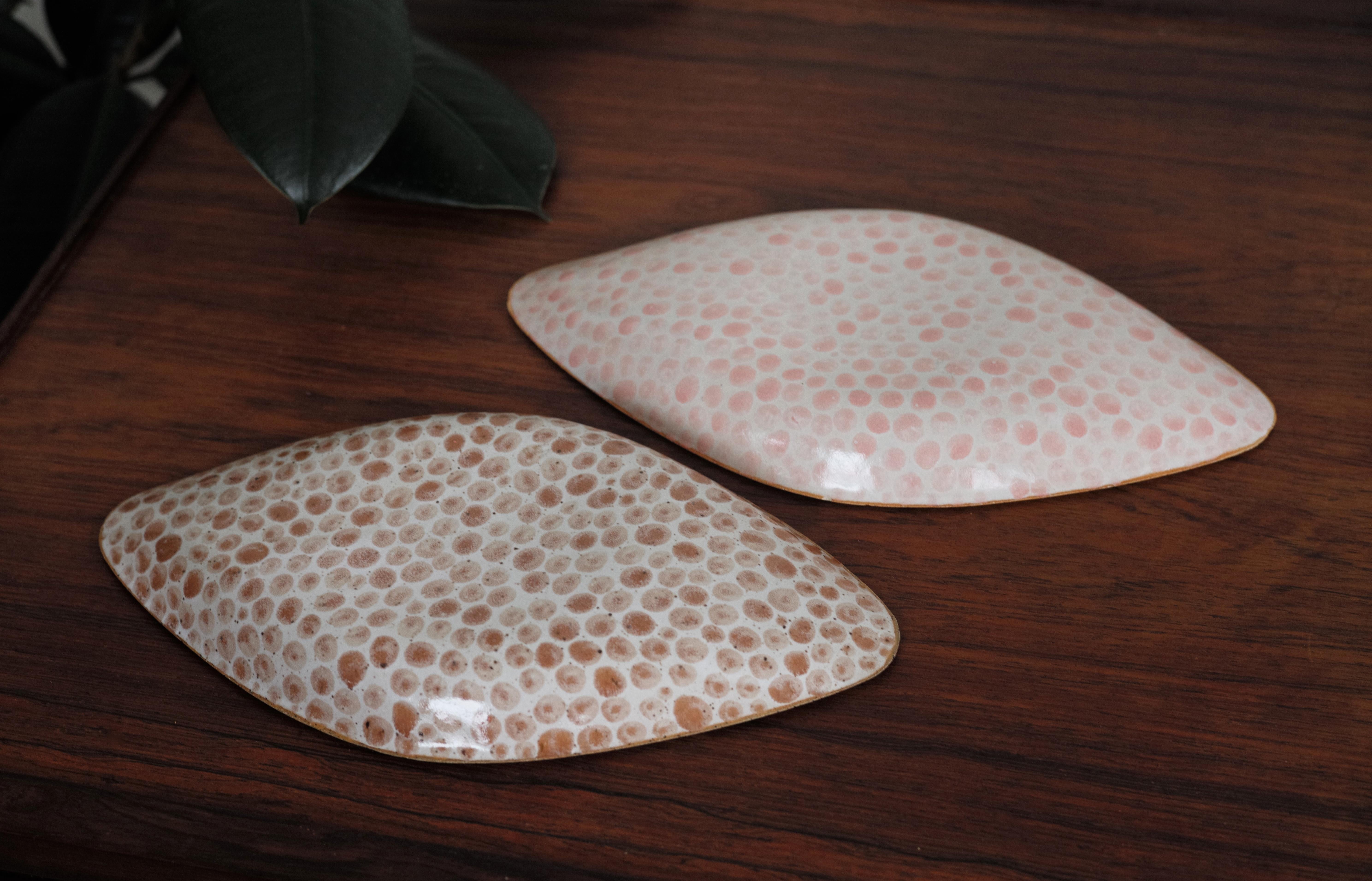 American Brown Dots Rhomb Ceramic Handmade Dish by Lana Kova