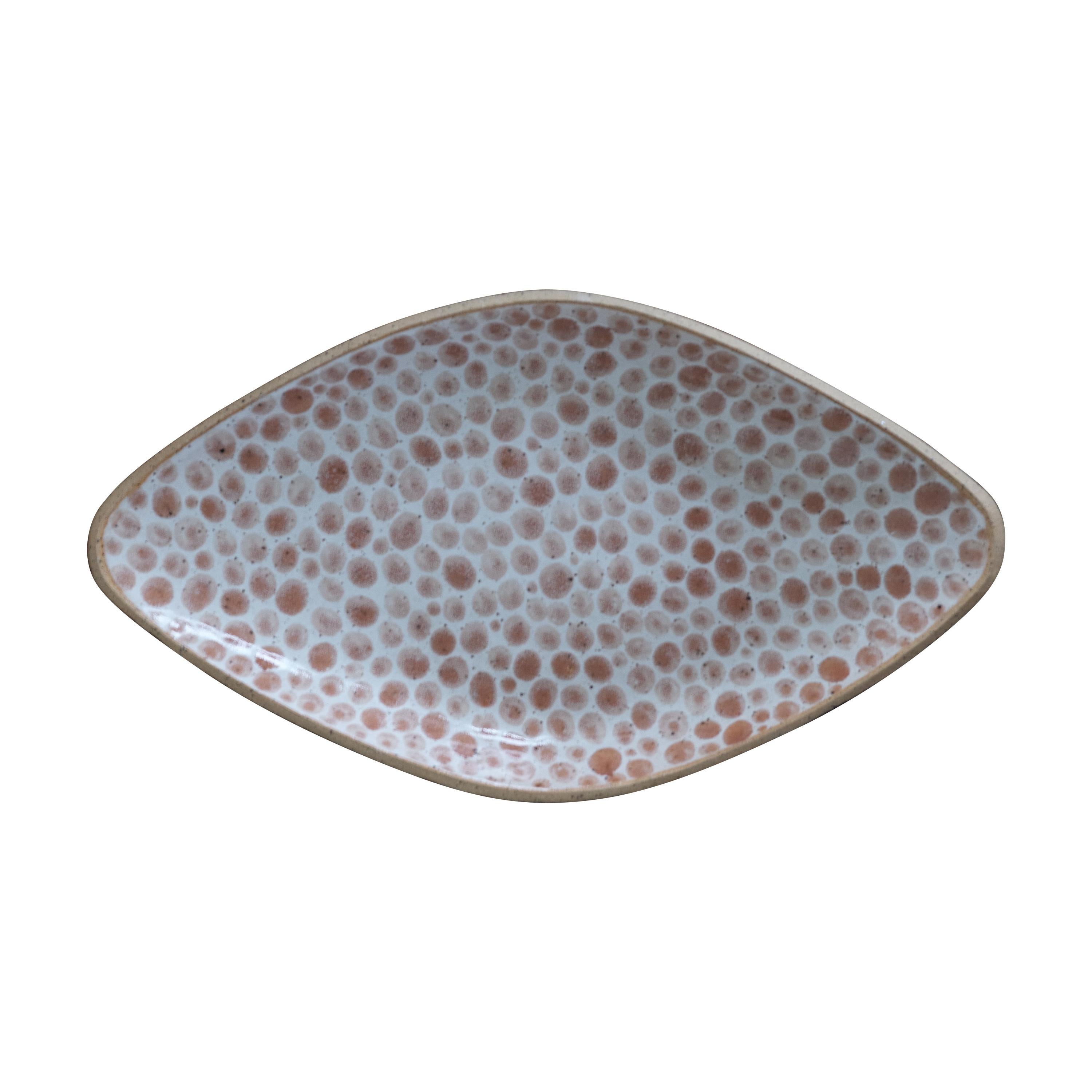 Brown Dots Rhomb Ceramic Handmade Dish by Lana Kova
