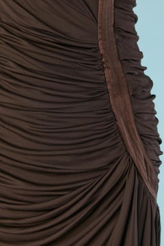 Brown draped sleeveless cocktail dress Roberto Cavalli
