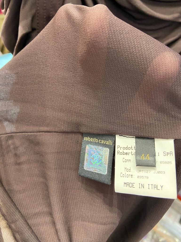 Vestido de cóctel sin mangas drapeado marrón Roberto Cavalli en venta 3