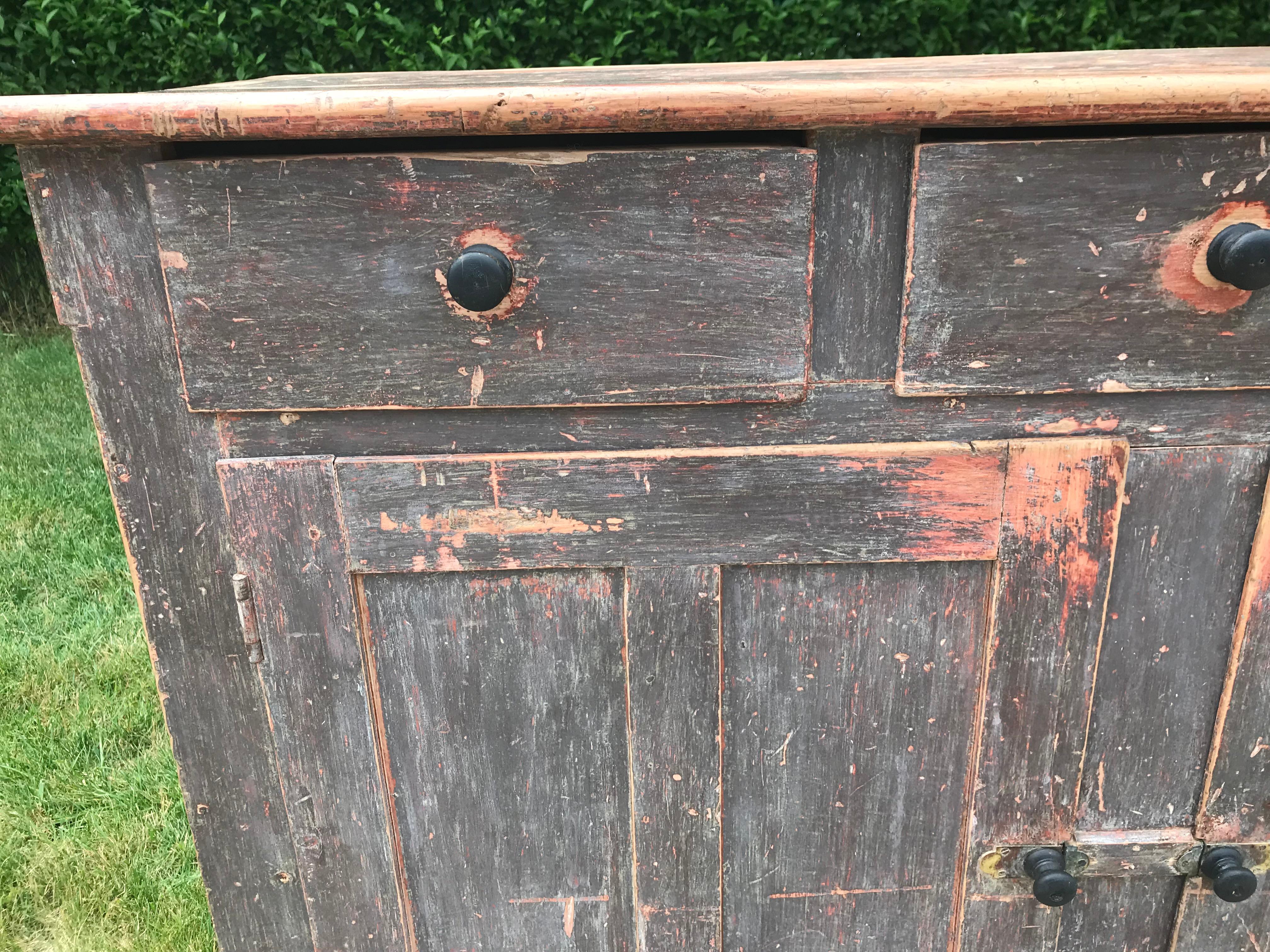 Canadian 19th Century Dresser Base in Brown Paint