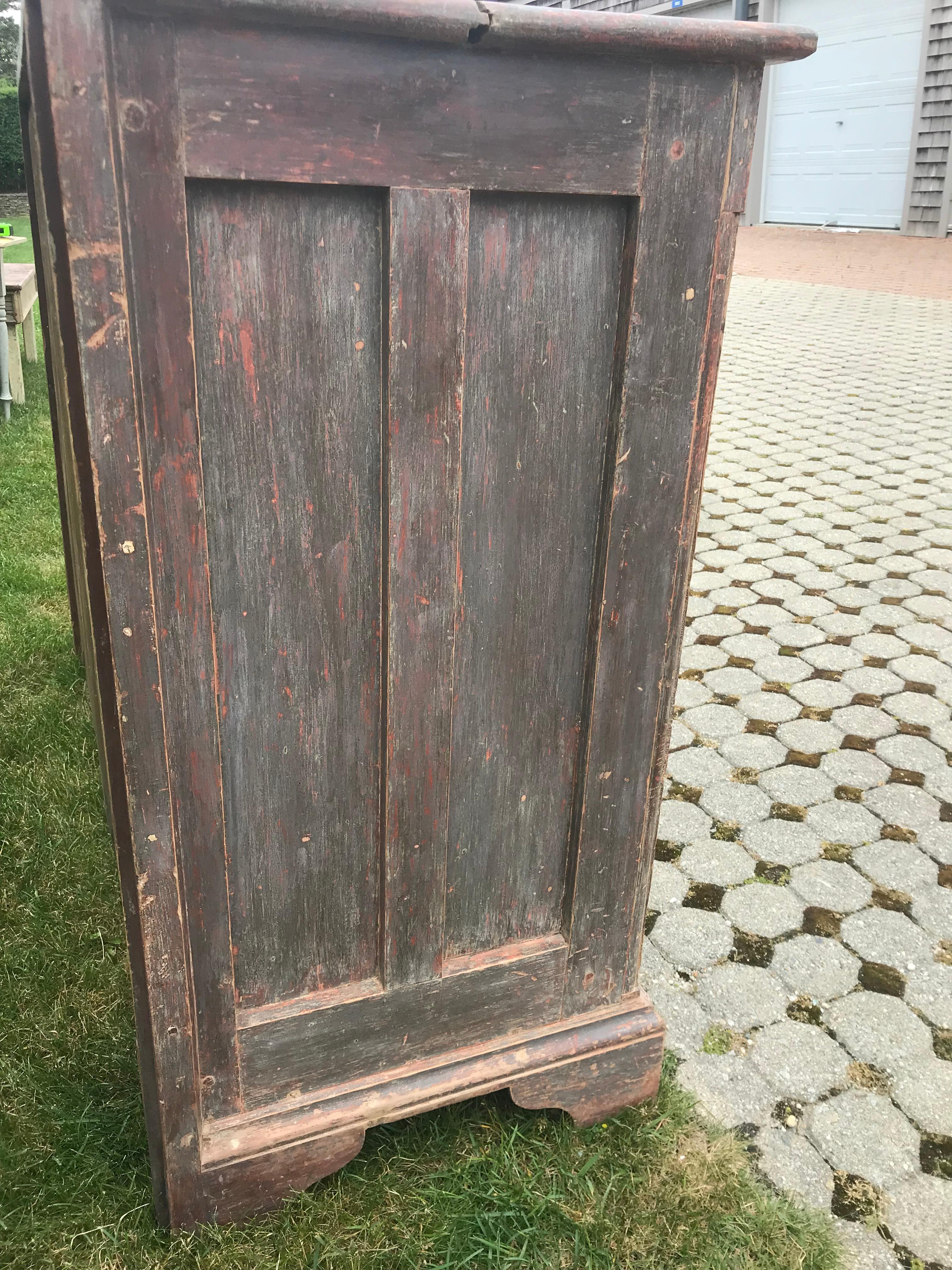19th Century Dresser Base in Brown Paint 1