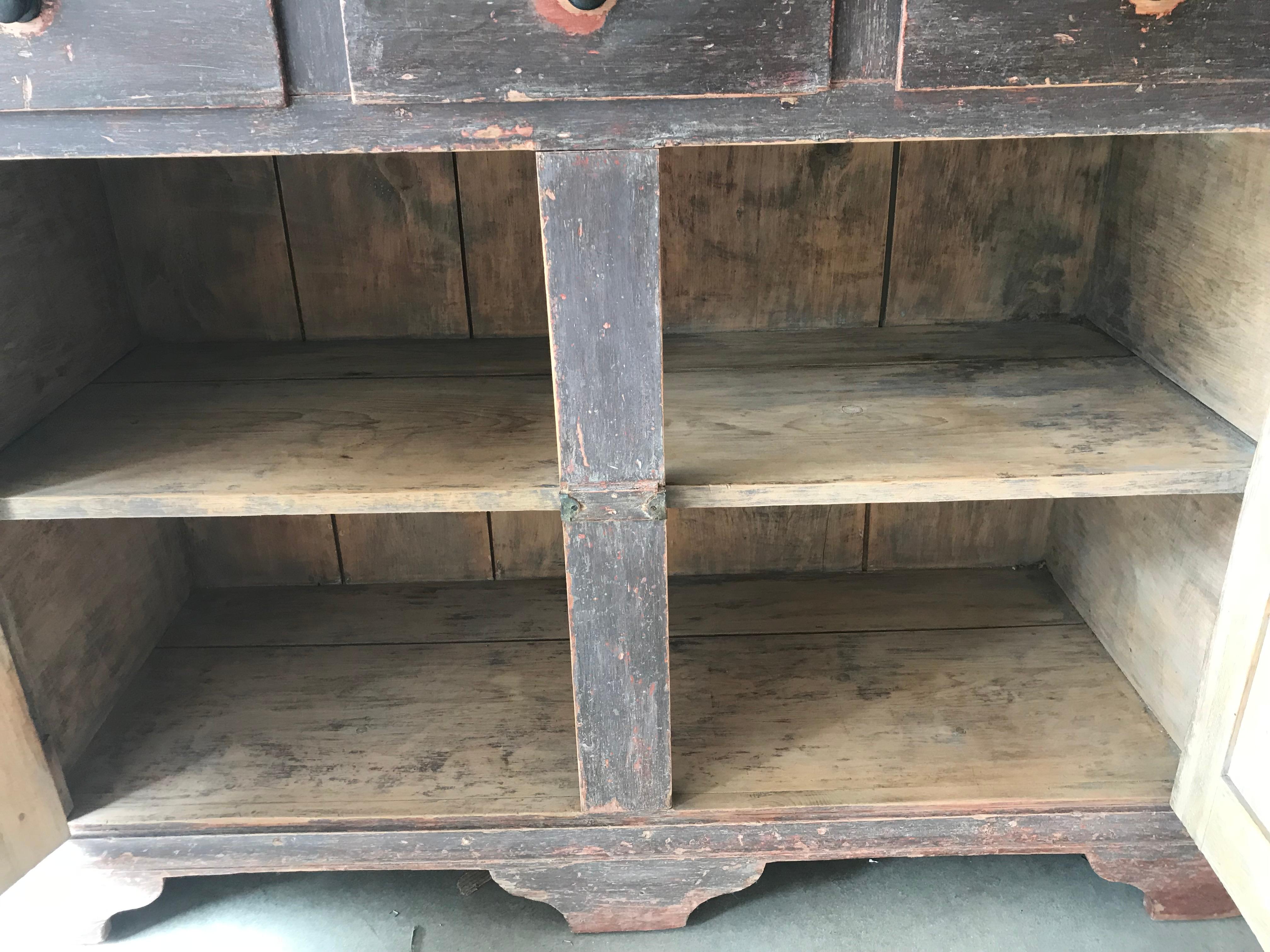 19th Century Dresser Base in Brown Paint 2