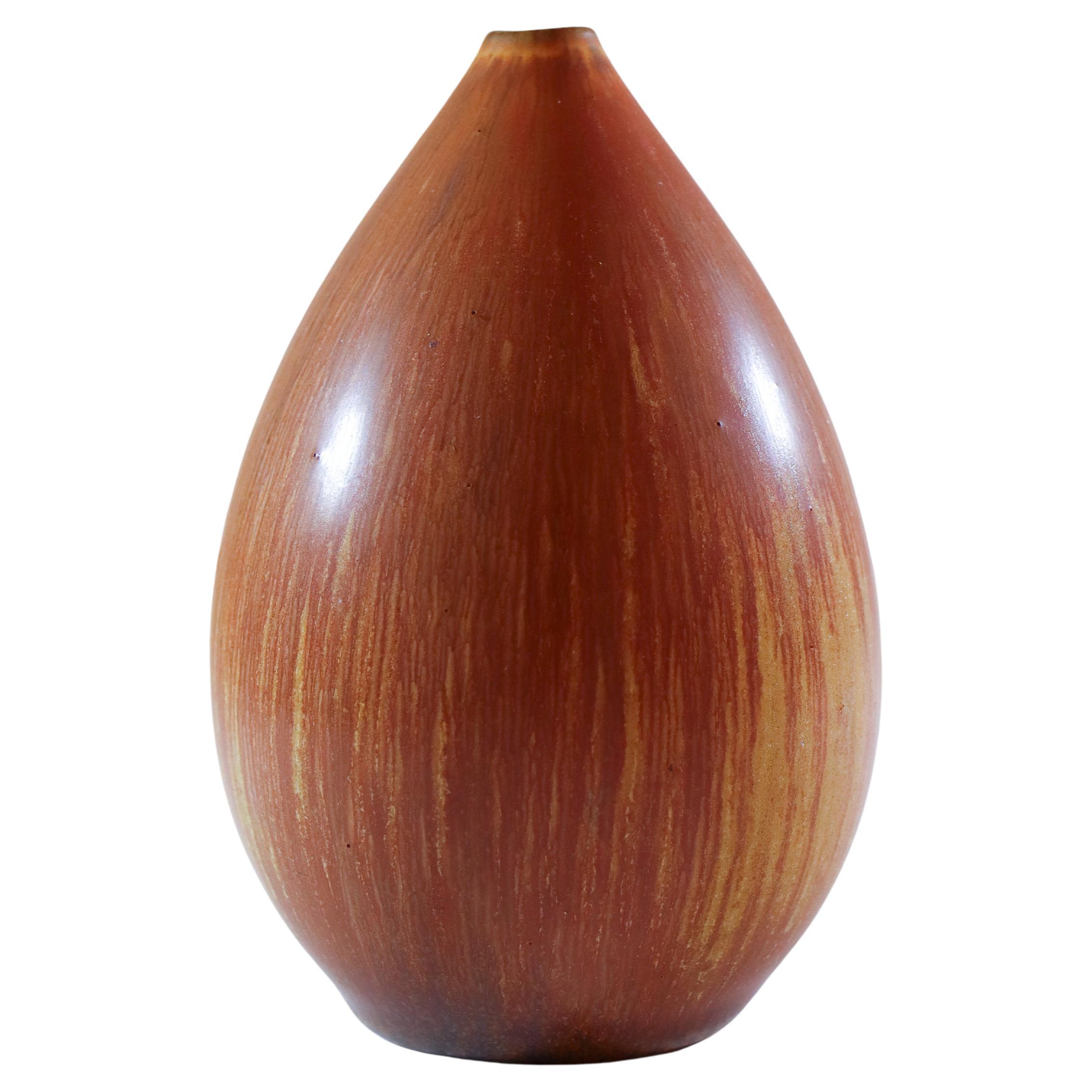 Brown Drip-Shaped Ceramic Vase Carl-Harry Stålhane Rörstrand, Midcentury Vintage