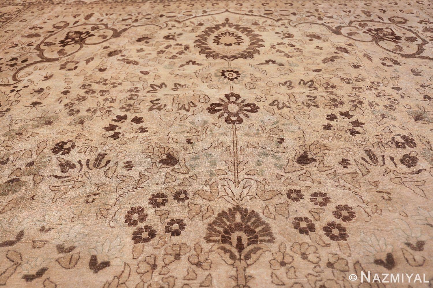 Brown Earth Tone Color Antique Vase Design Persian Tabriz Rug 6