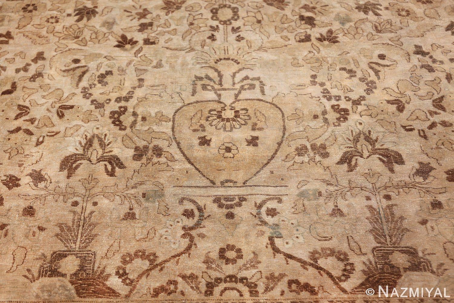 Brown Earth Tone Color Antique Vase Design Persian Tabriz Rug 8