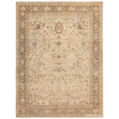 Brown Earth Tone Color Antique Vase Design Persian Tabriz Rug