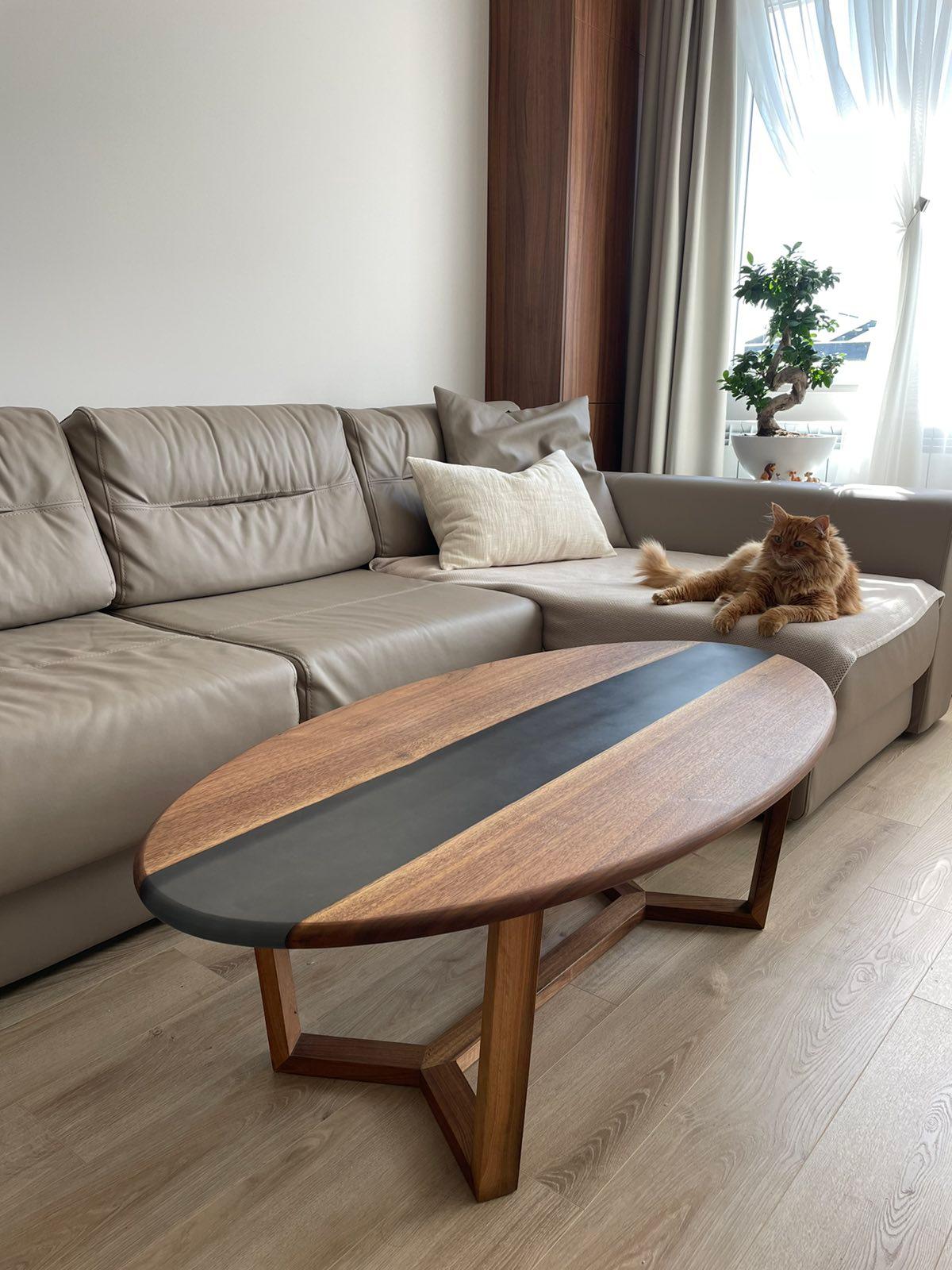 Post-Modern Brown Ellipse Coffee Table by KV Design For Sale
