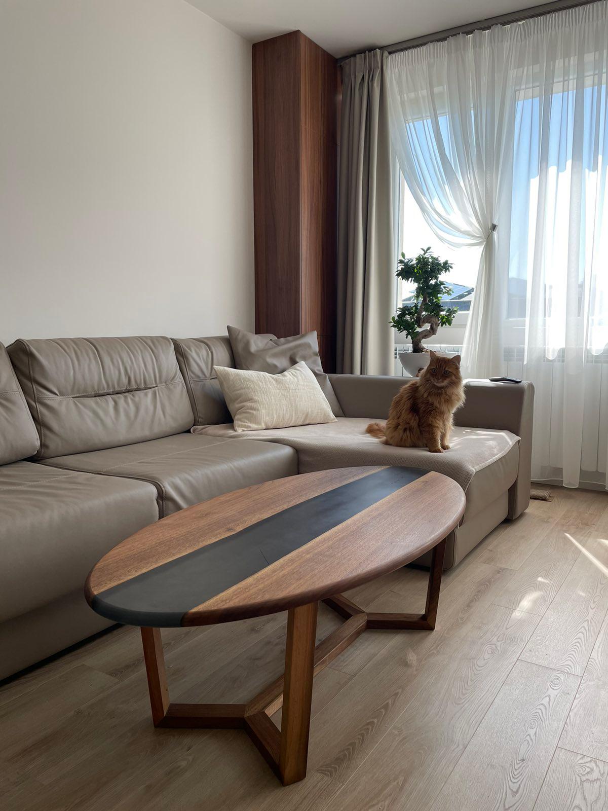 Other Brown Ellipse Coffee Table by KV Design For Sale