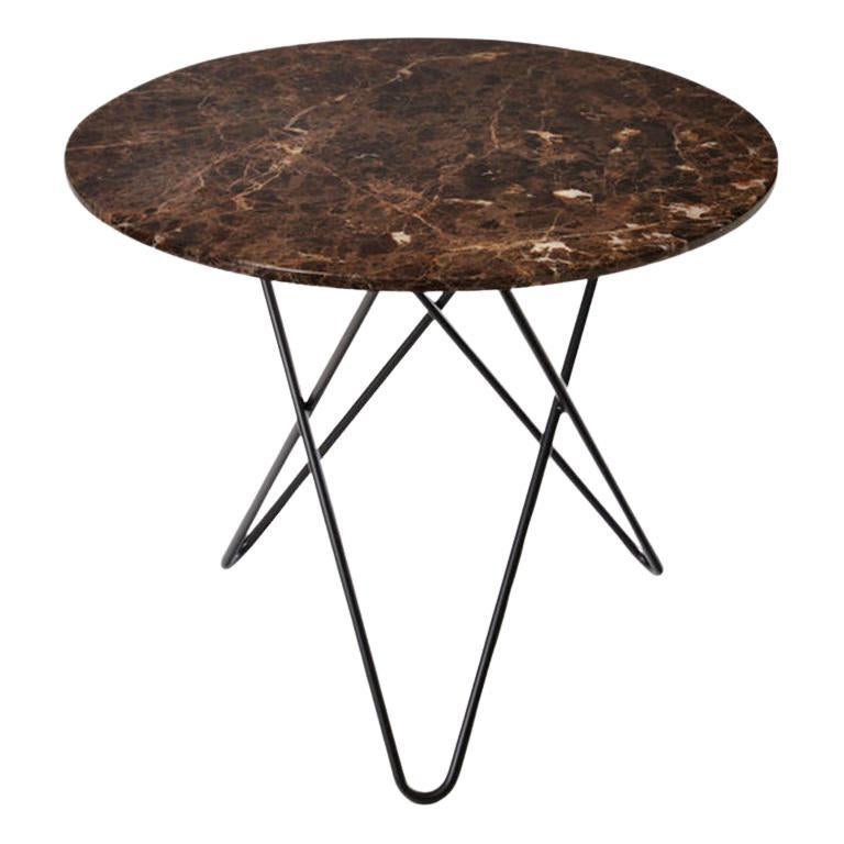 Mesa O de Comedor de Mármol Marrón Emperador y Acero Negro by OxDenmarq