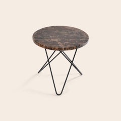 Brown Emperador Marble and Black Steel Mini O Table by OxDenmarq