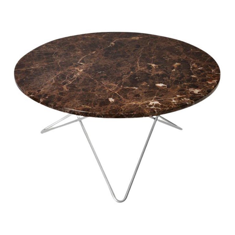 Mesa "O" de mármol Emperador marrón y acero by OxDenmarq