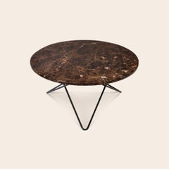 Brown Emperador Marble and Black Steel "O" Table by Ox Denmarq