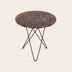 Brown Emperador Marble and Black Steel Tall Mini O Table by Ox Denmarq