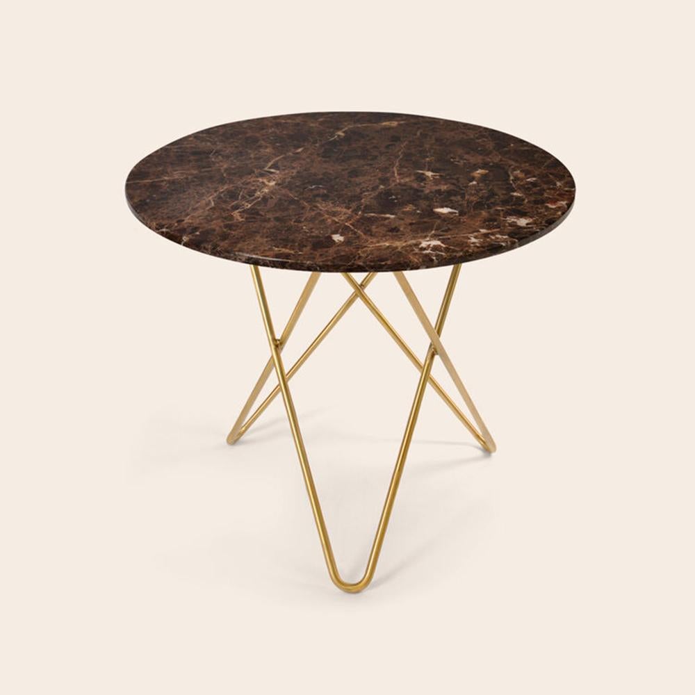 Brown Emperador Marble and Brass Dining O Table by OxDenmarq
Dimensions: D 80 x H 72 cm
Materials: Brass, Brown Emperador Marble
Also Available: Different marble and frame options available,

OX DENMARQ is a Danish design brand aspiring to make