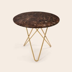 Brown Emperador Marble and Brass Dining O Table by OxDenmarq