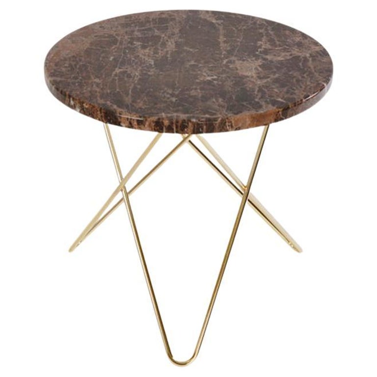 Brown Emperador Marble and Brass Mini O Table by OxDenmarq For Sale at ...