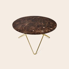 Brown Emperador Marble and Brass "O" Table by OxDenmarq