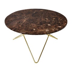 Brown Emperador Marble and Brass "O" Table by OxDenmarq