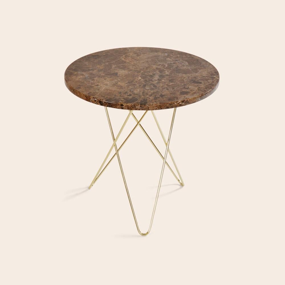 Brown Emperador marble and brass Tall Mini O table by Ox Denmarq
Dimensions: D 50 x H 50 cm
Materials: Brass, Brown Emperador Marble
Also Available: Different top and frame options available.

OX DENMARQ is a Danish design brand aspiring to