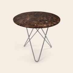 Brown Emperador Marble and Steel Dining O Table by Ox Denmarq