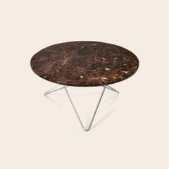 Table "O" en marbre Emperador marron et acier d'OxDenmarq