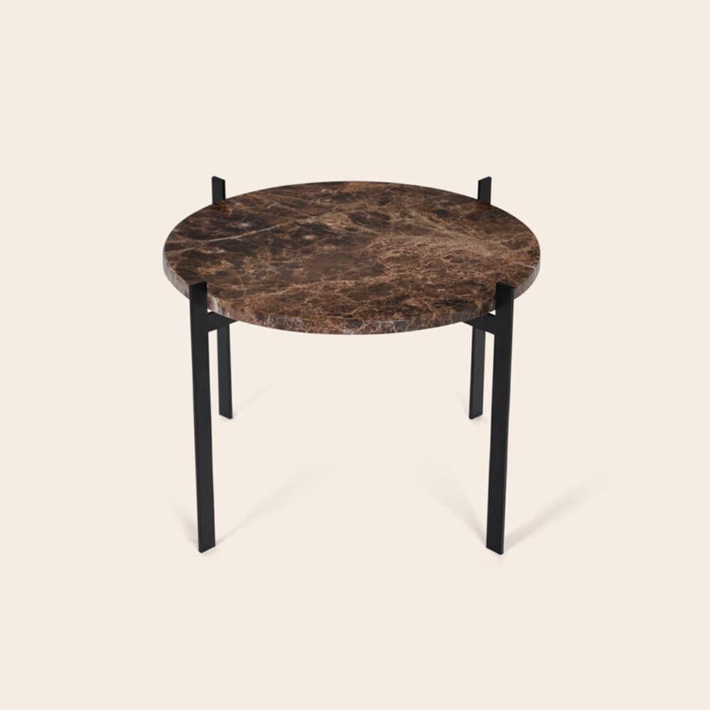 Brown Emperador marble single deck table by OxDenmarq
Dimensions: D 57 x W 57 x H 38 cm
Materials: Steel, brown emperador marble
Also available: Different top options available

OX DENMARQ is a Danish design brand aspiring to make beautiful
