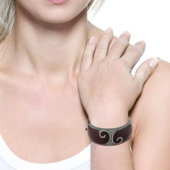 Brown Enamel Cuff With pave Diamond Made In 18k Gold