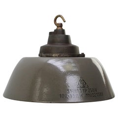 Brown Enamel Vintage Industrial Cast Iron Brass Pendant Lights