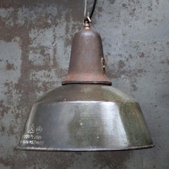 Braun emaillierte Vintage Industrial Cast Iron Pendelleuchte
