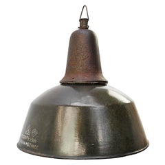 Brown Enamel Vintage Industrial Cast Iron Pendant Light