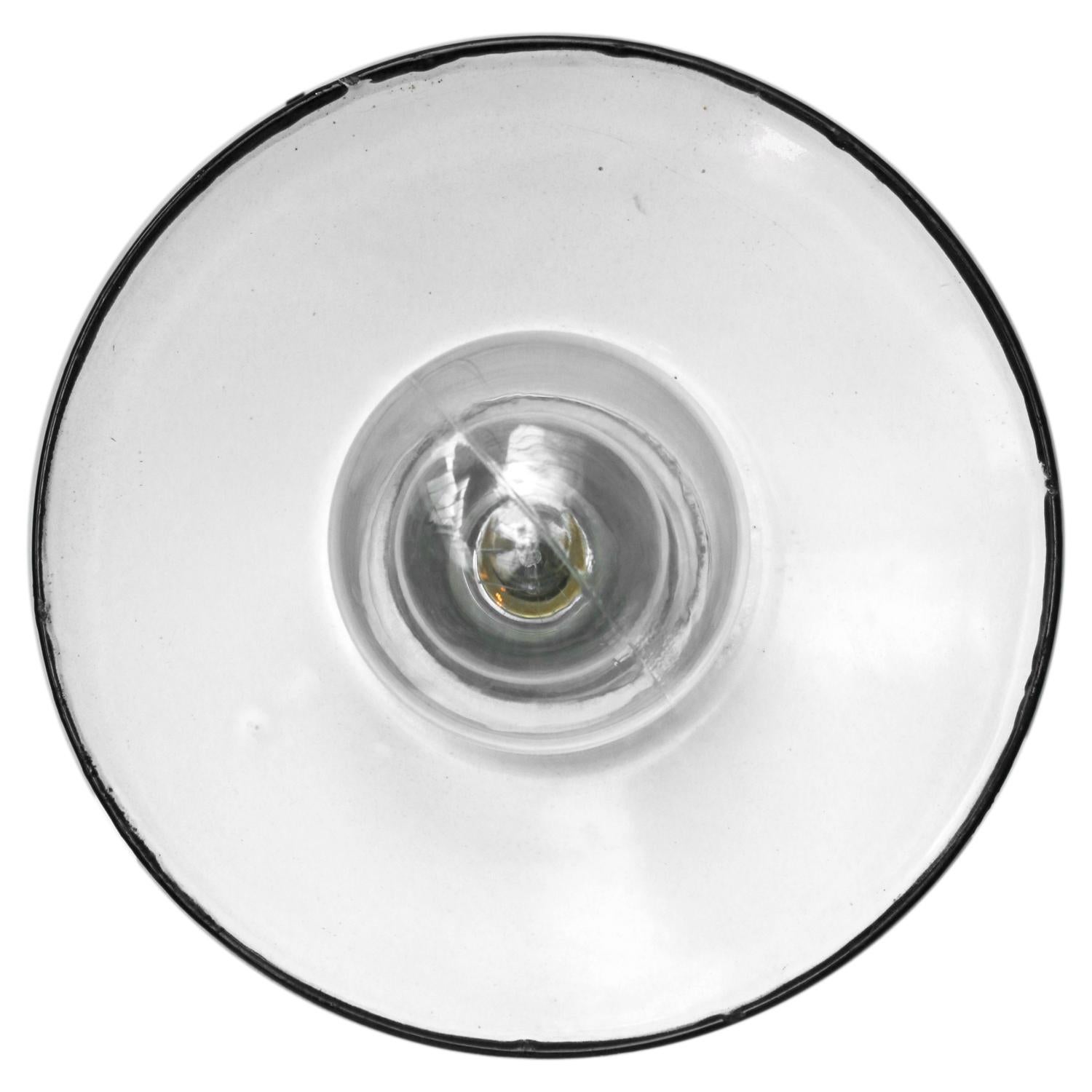 Brown Enamel Vintage Industrial Cast Iron Porcelain Glass Pendant Light 1