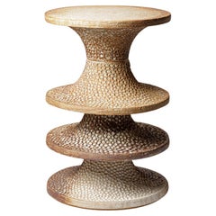 Brown engobed stoneware stool by Mart Schrijvers, 2024.