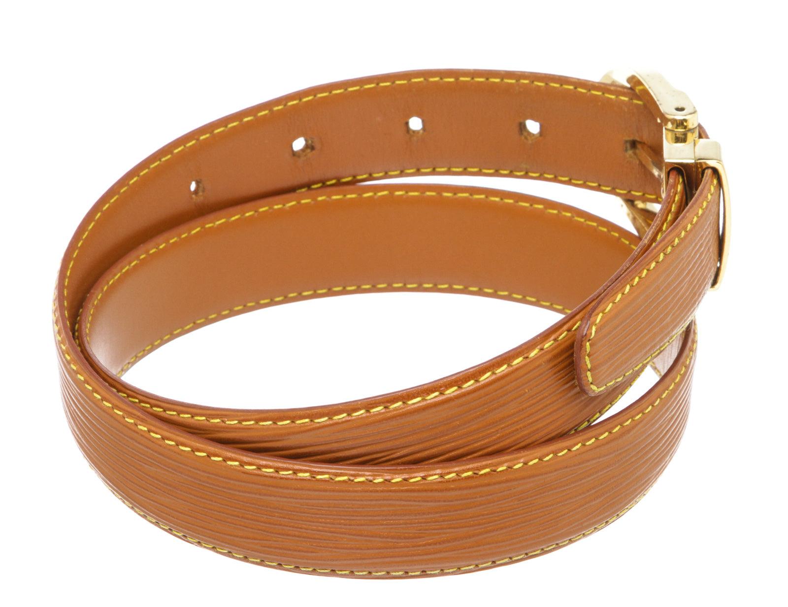 Brown Epi leather Louis Vuitton Epi Skinny Classique belt with gold-tone buckle closure. Designer size 85

16315MSC MKR