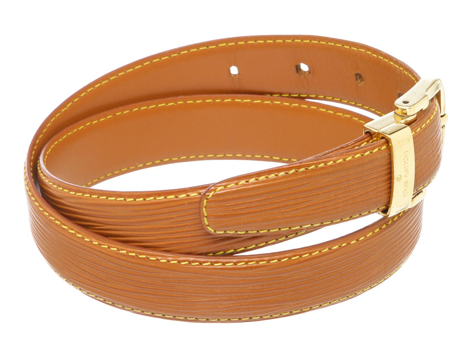 Brown Epi leather Louis Vuitton Epi Skinny Classique belt with gold-tone buckle  In Good Condition For Sale In Irvine, CA