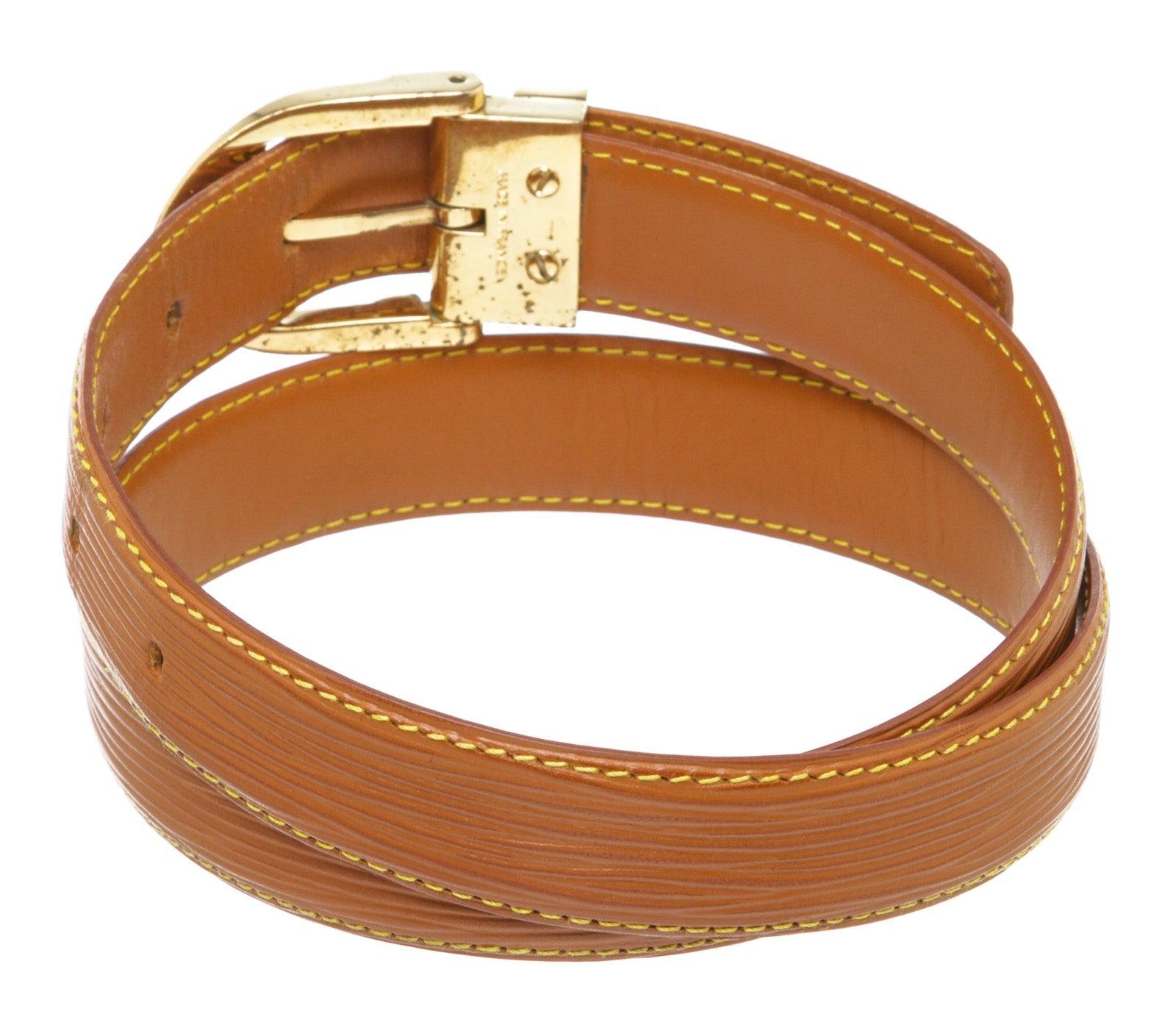 Women's Brown Epi leather Louis Vuitton Epi Skinny Classique belt with gold-tone buckle  For Sale