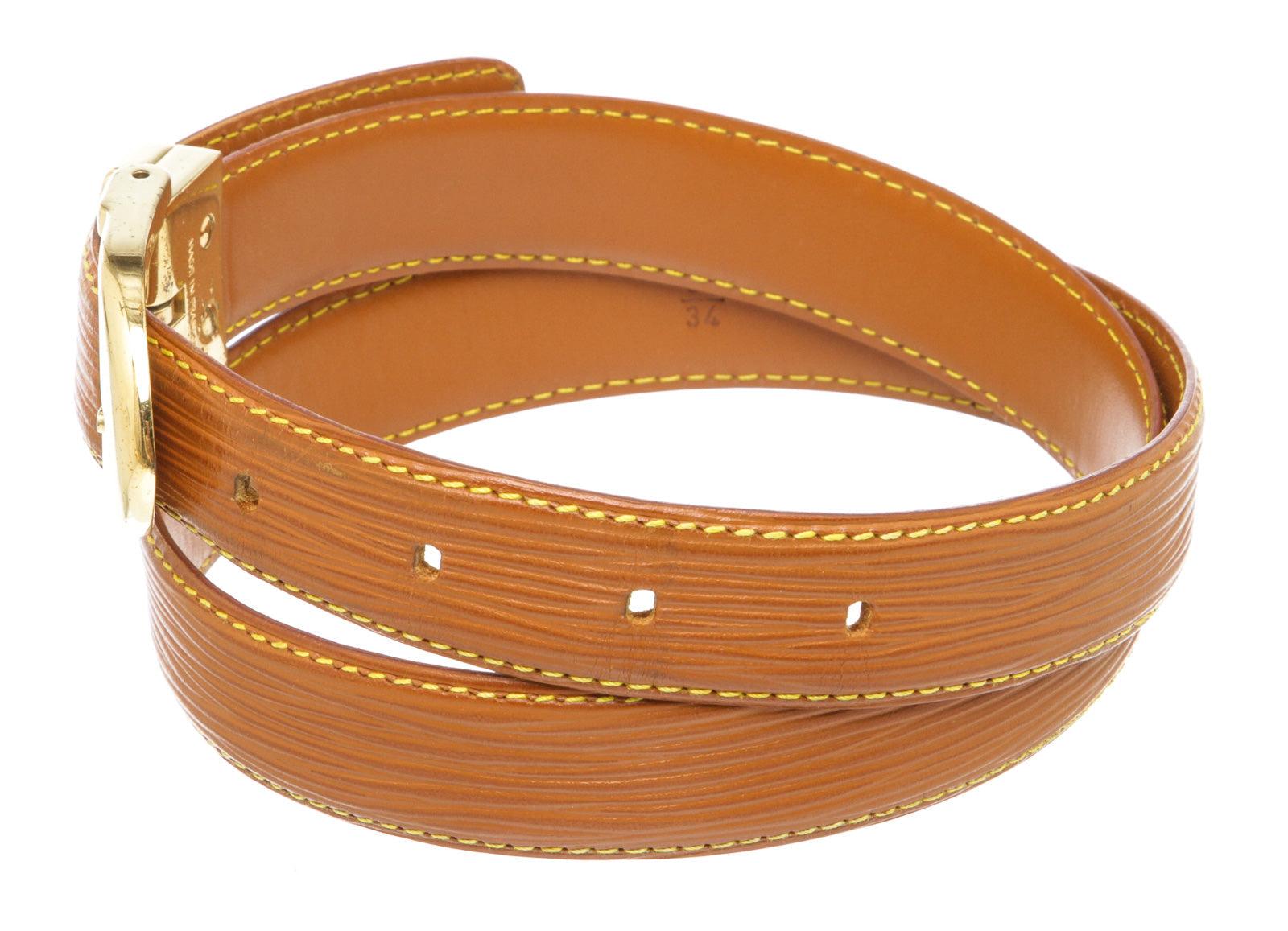 Brown Epi leather Louis Vuitton Epi Skinny Classique belt with gold-tone buckle  For Sale 1
