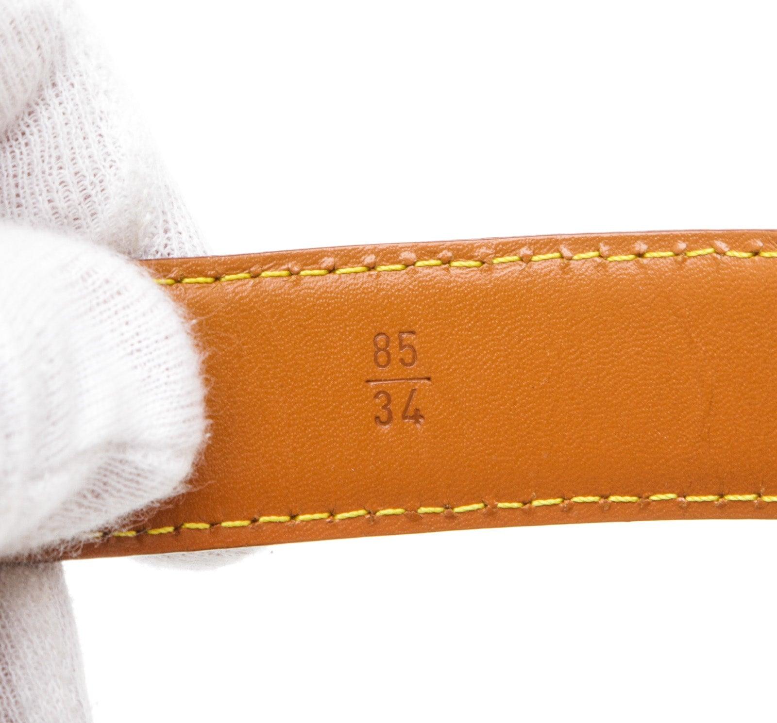 Brown Epi leather Louis Vuitton Epi Skinny Classique belt with gold-tone buckle  For Sale 3