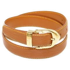 Brown Epi leather Louis Vuitton Epi Skinny Classique belt with gold-tone buckle 