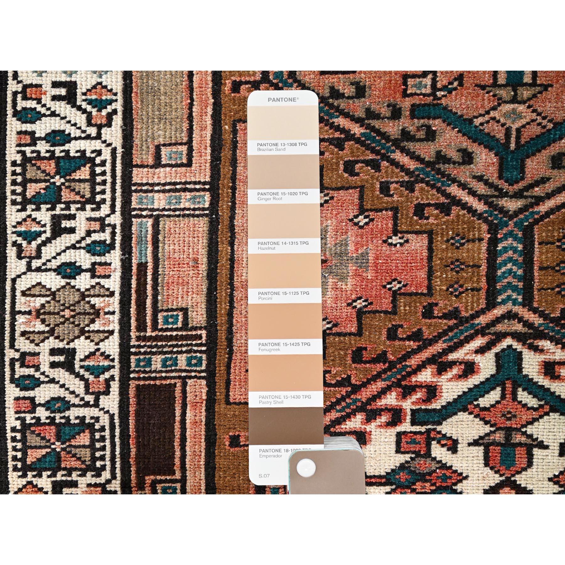 Hand-Knotted Brown Evenly Worn Vintage Northwest Persian Hand Knotted Wool Clean Runner Rug For Sale